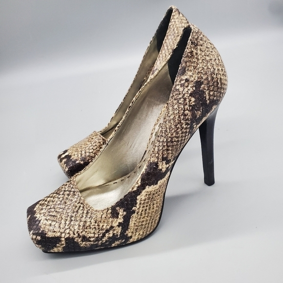 Gianni Bini Brown Tan Heels with Peep-Toe Design - Picture 13 of 15